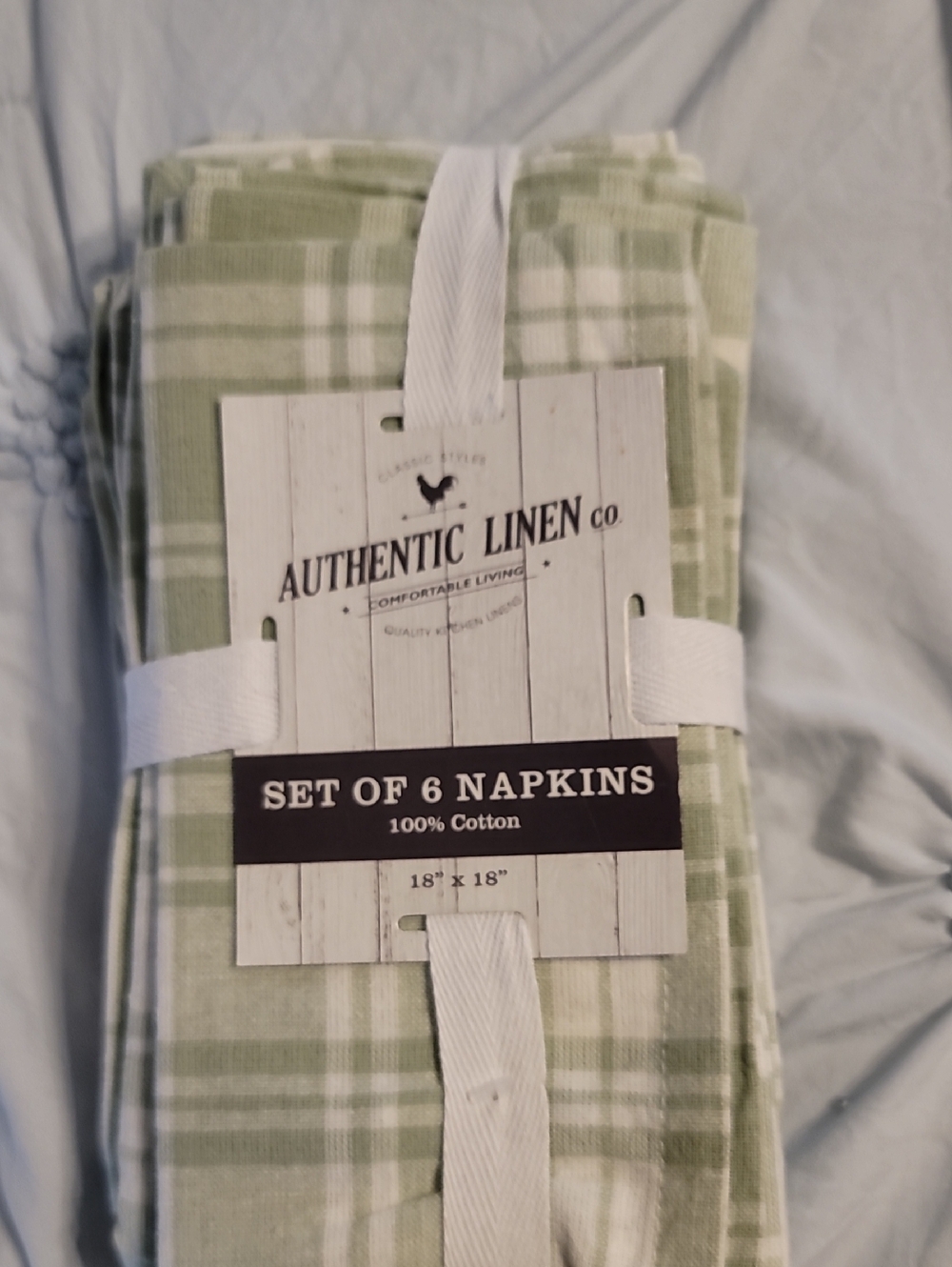 Green Plaid Cotton Napkins - Set of 6